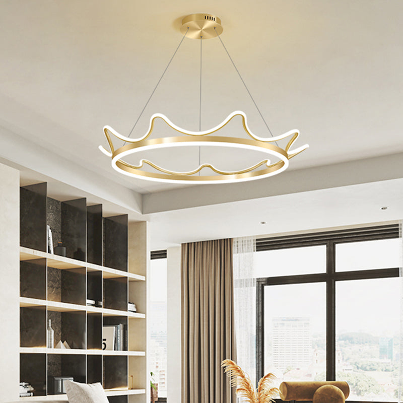 Lámparas de lámparas de lámpara de aluminio modernas Corona de lámparas colgantes de suspensión de 2 luces