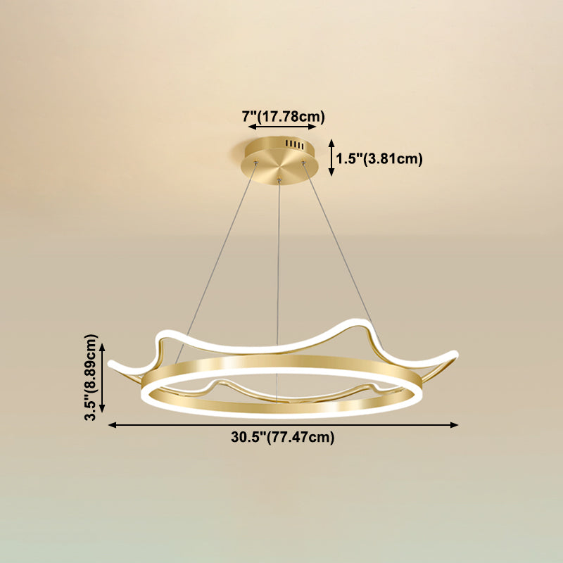 Lámparas de lámparas de lámpara de aluminio modernas Corona de lámparas colgantes de suspensión de 2 luces