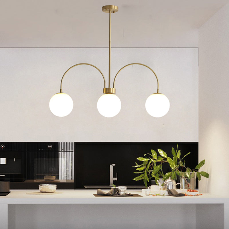 Luz de lámparas de lámpara de cobre modernas Luces colgantes de suspensión de 3 luces para sala de estar