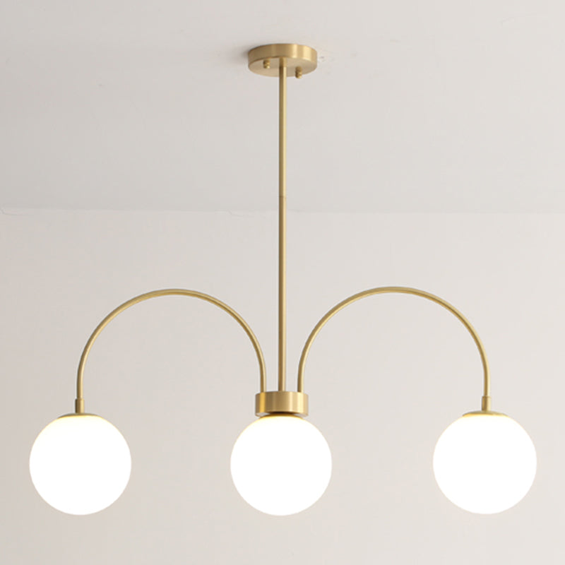 Luz de lámparas de lámpara de cobre modernas Luces colgantes de suspensión de 3 luces para sala de estar