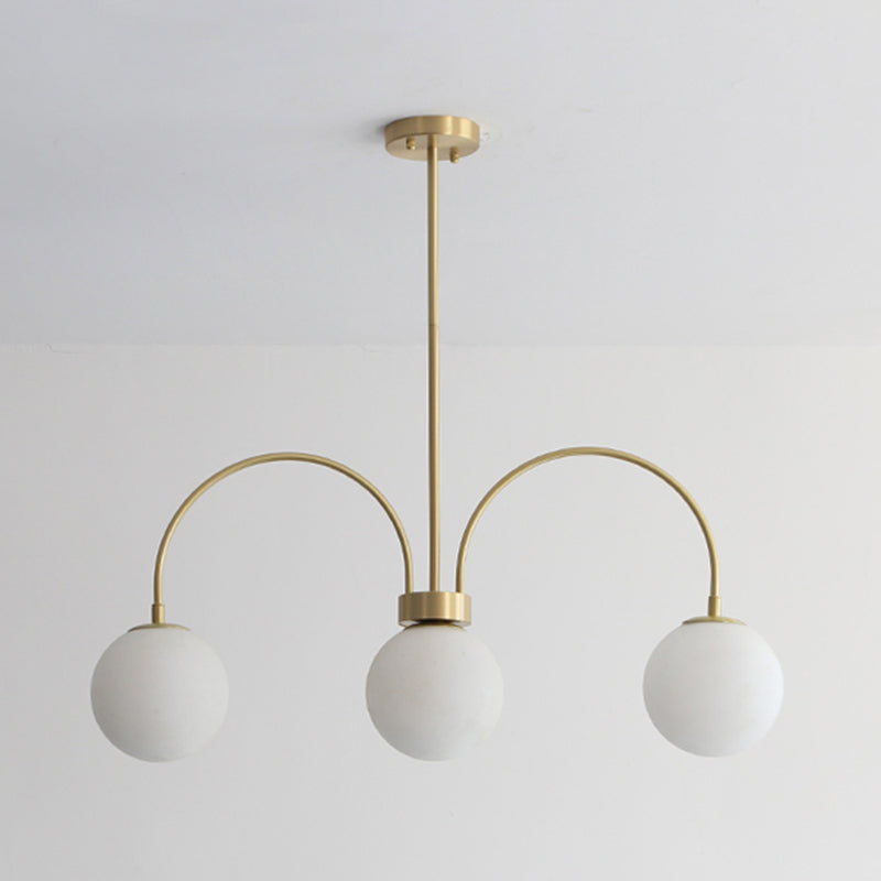 Luz de lámparas de lámpara de cobre modernas Luces colgantes de suspensión de 3 luces para sala de estar