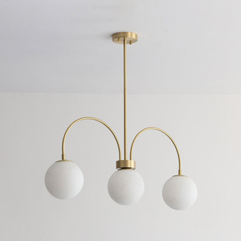 Luz de lámparas de lámpara de cobre modernas Luces colgantes de suspensión de 3 luces para sala de estar