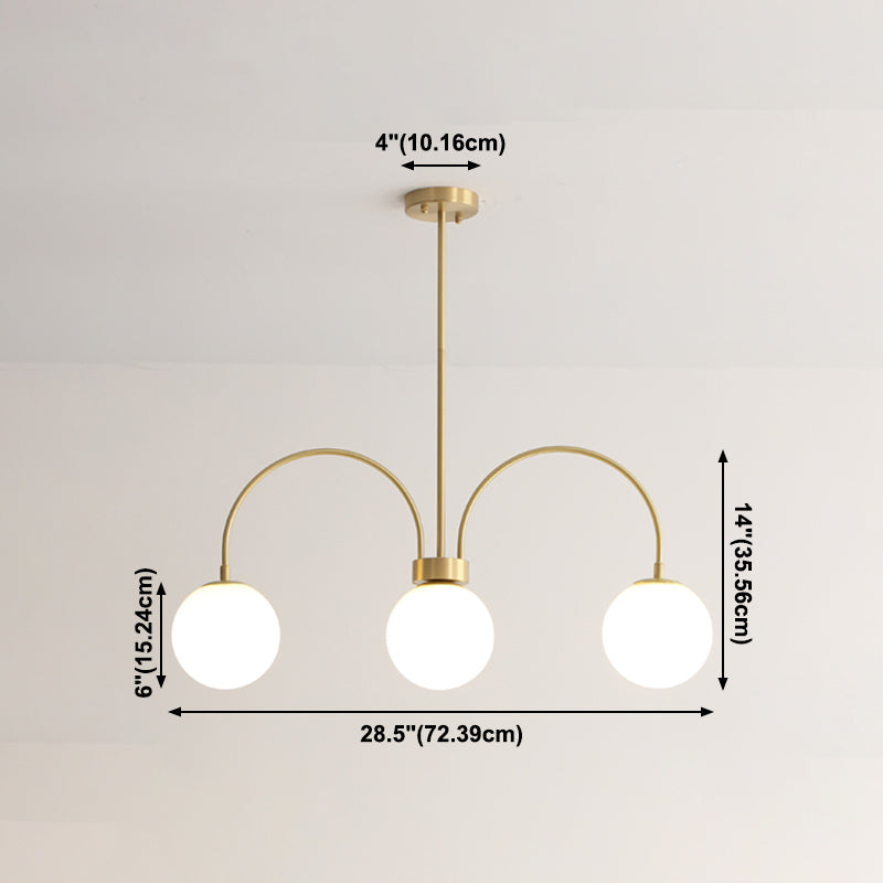 Luz de lámparas de lámpara de cobre modernas Luces colgantes de suspensión de 3 luces para sala de estar
