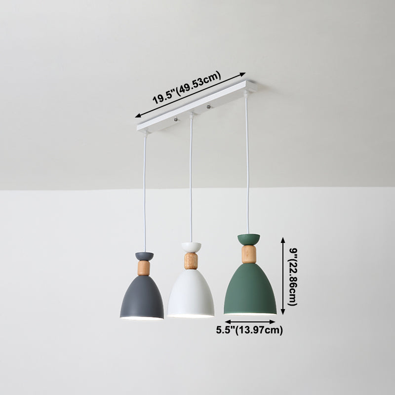 3 Heads Pendant Light Metal Shade Modern Hanging Lamps for Living Room