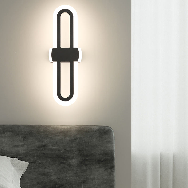 Cronique en métal simple contemporain Lumière murale à LED noire pour chambre à coucher