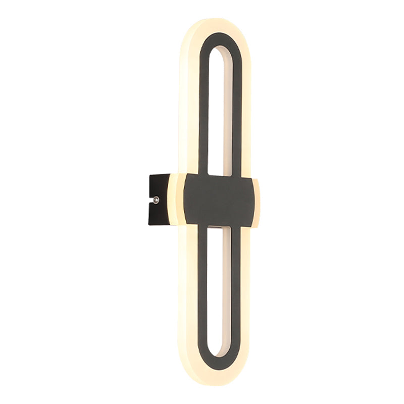 Cronique en métal simple contemporain Lumière murale à LED noire pour chambre à coucher