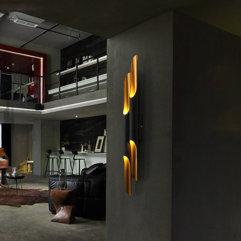 Tube Metal Wall Lamp Light Minimalist-Style Black Wall Mounted Light Fixture