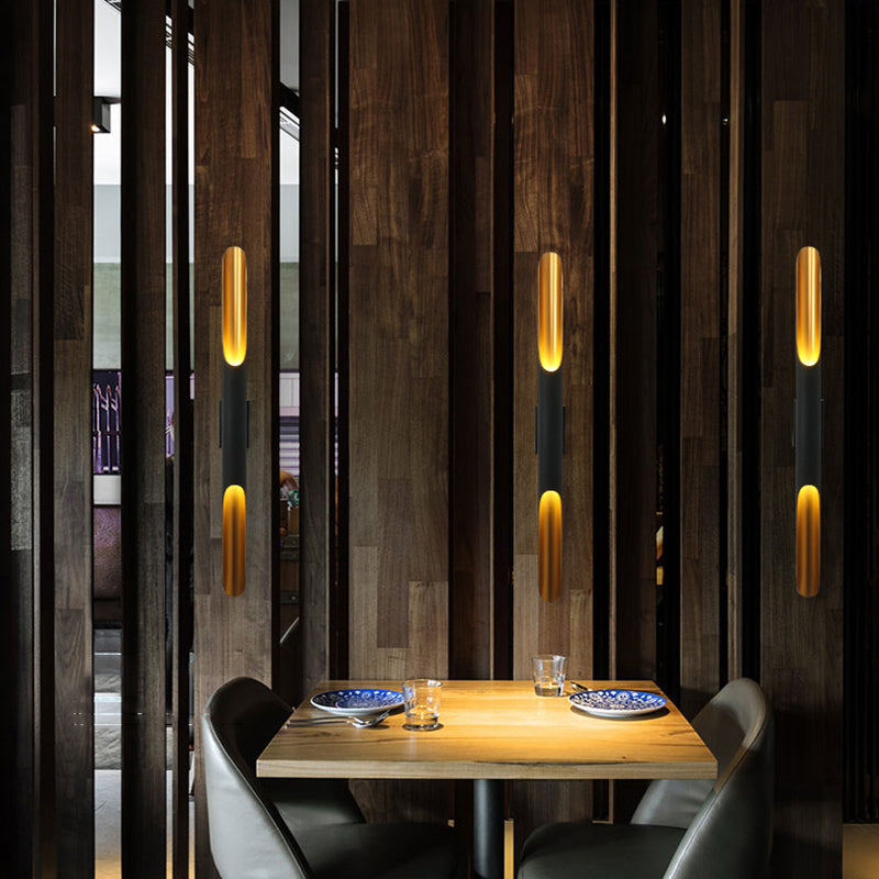 Tube Metal Wall Lamp Light Minimalist-Style Black Wall Mounted Light Fixture