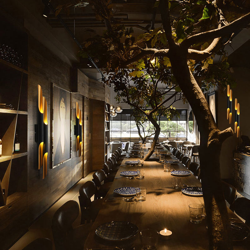 Tube Metal Wall Lamp Light Minimalist-Style Black Wall Mounted Light Fixture