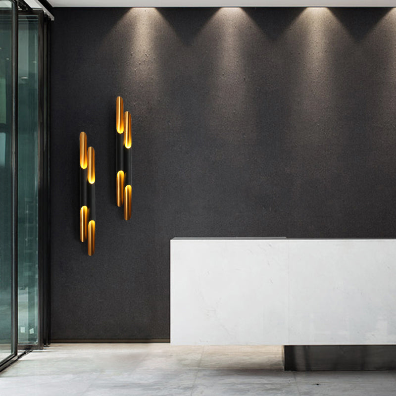 Tube Metal Wall Lamp Light Minimalist-Style Black Wall Mounted Light Fixture