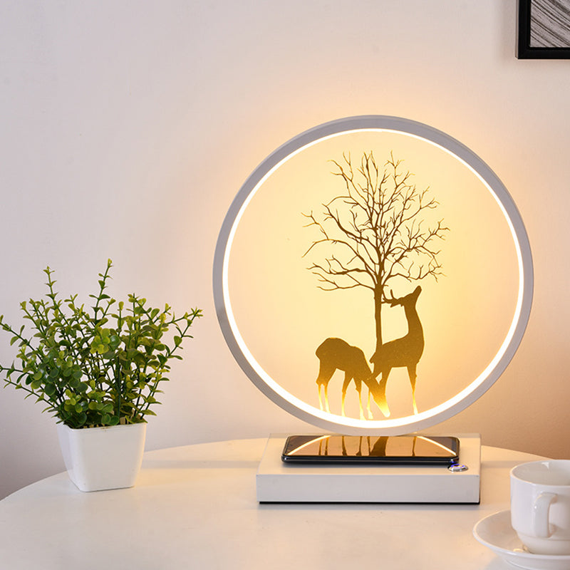 Metalen cirkelvorm tafellamp eigentijdse stijl led tafellicht voor slaapkamer