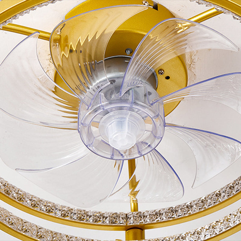 Macaron Circular Ceiling Fan Light Acrylic Bedroom Semi Flush Ceiling Light