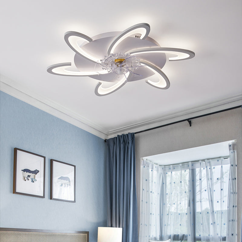 Nordic Metal Ceiling Fan Lamp LED Flush Mount Ceiling Light Fixture with ABS Fan Blade