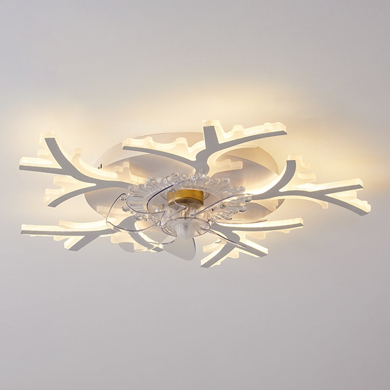 Nordic Metal Ceiling Fan Lamp LED Flush Mount Ceiling Light Fixture with ABS Fan Blade