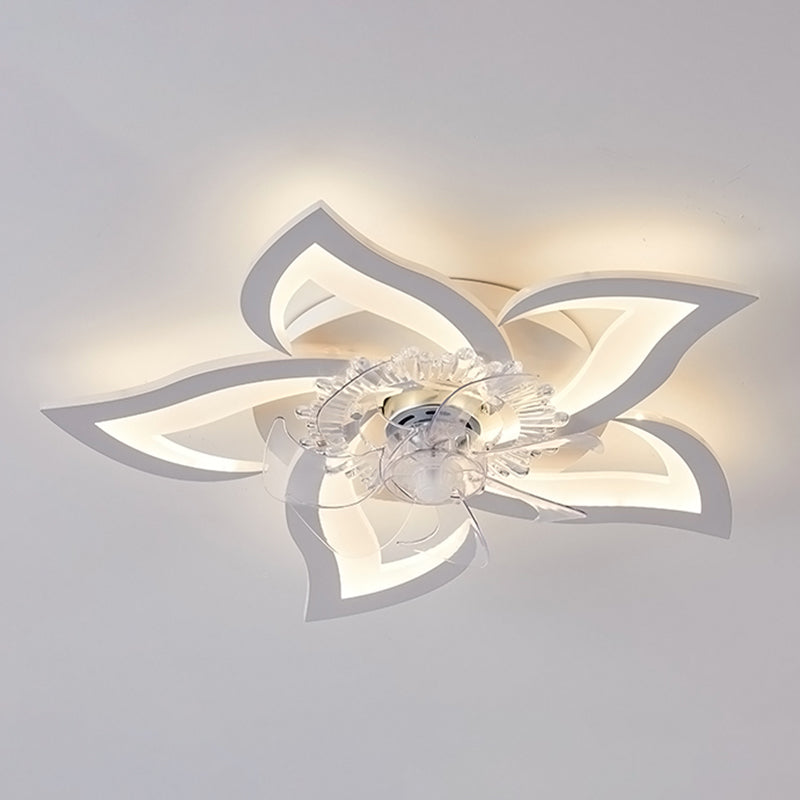 Nordic Metal Ceiling Fan Lamp LED Flush Mount Ceiling Light Fixture with ABS Fan Blade