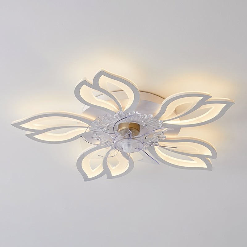 Nordic Metal Ceiling Fan Lamp LED Flush Mount Ceiling Light Fixture with ABS Fan Blade