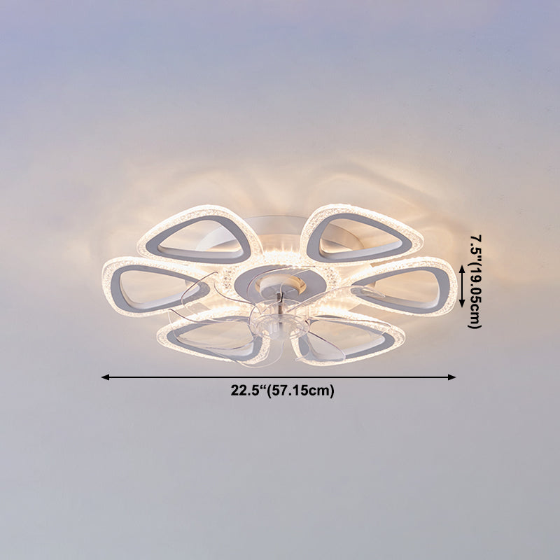 Nordic Metal Ceiling Fan Lamp LED Flush Mount Ceiling Light Fixture with ABS Fan Blade