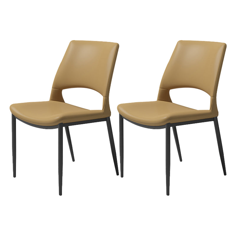 Minimalist Open Back Dining Side Chairs Leather Dining Side Chair for Home