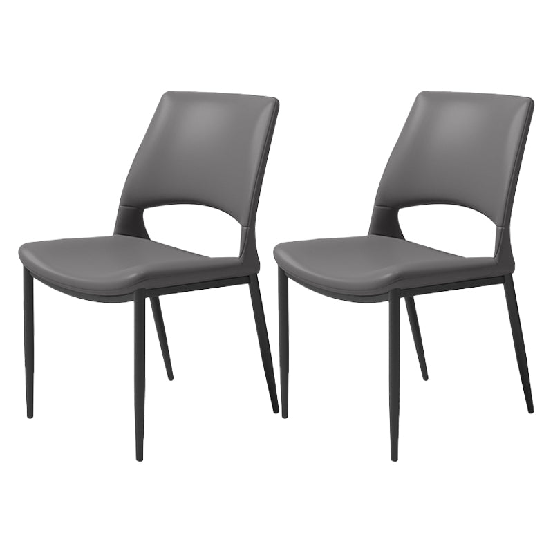 Minimalist Open Back Dining Side Chairs Leather Dining Side Chair for Home