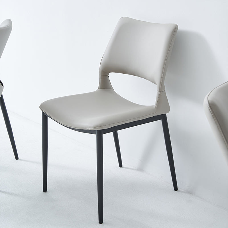 Minimalist Open Back Dining Side Chairs Leather Dining Side Chair for Home