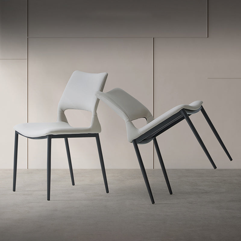 Minimalist Open Back Dining Side Chairs Leather Dining Side Chair for Home