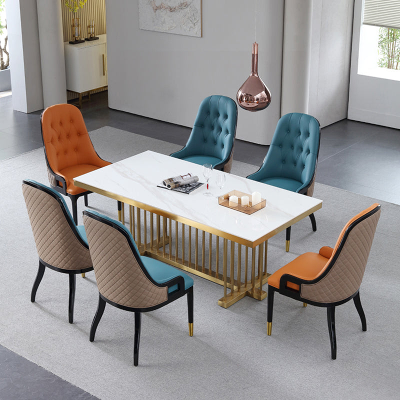 Minimalist Design Leather Dining Side Chair Solid Back Arm Chairs for Kitchen