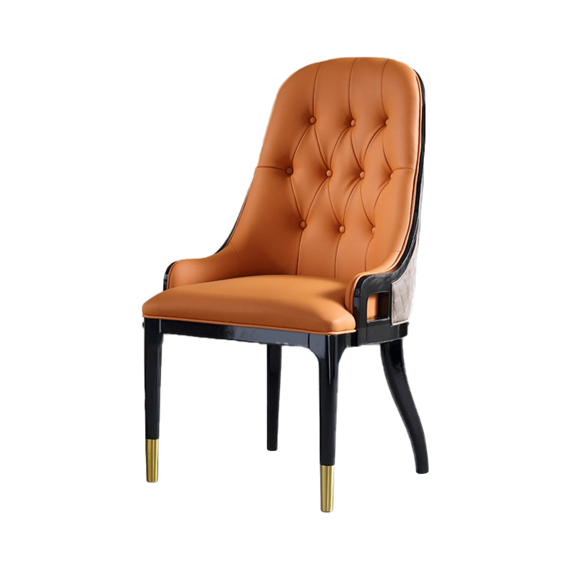 Minimalist Design Leather Dining Side Chair Solid Back Arm Chairs for Kitchen
