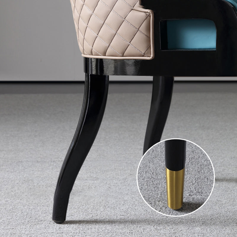 Minimalist Design Leather Dining Side Chair Solid Back Arm Chairs for Kitchen
