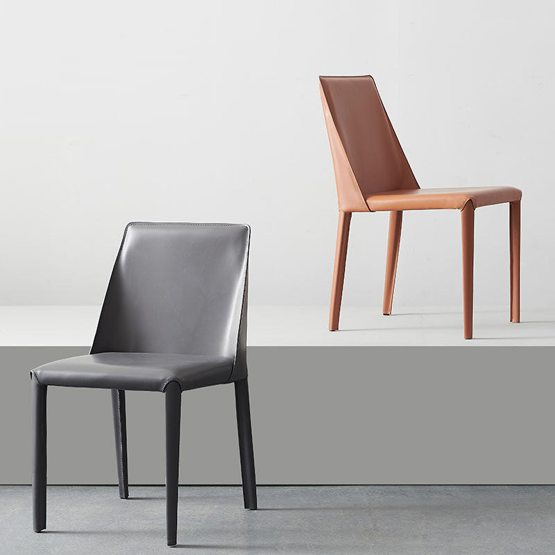 Chaises de salle à manger en cuir de Style minimaliste, chaises sans bras à dossier solide pour la maison