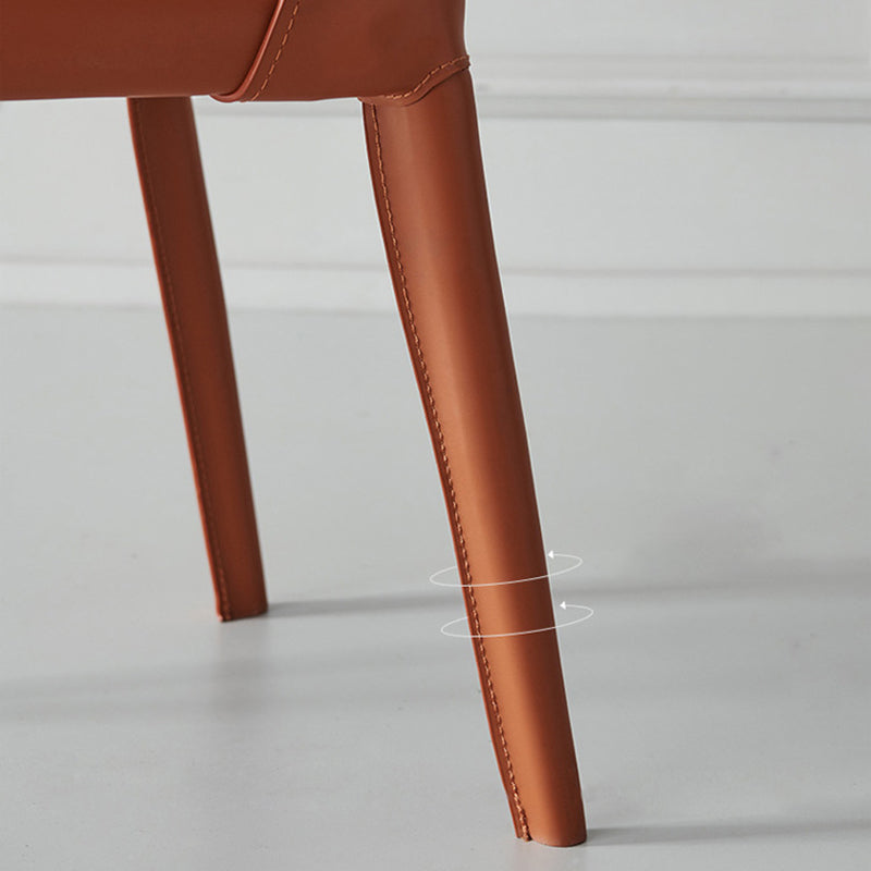 Minimalist Style Leather Dining Chairs Solid Back Armless Chairs for Home
