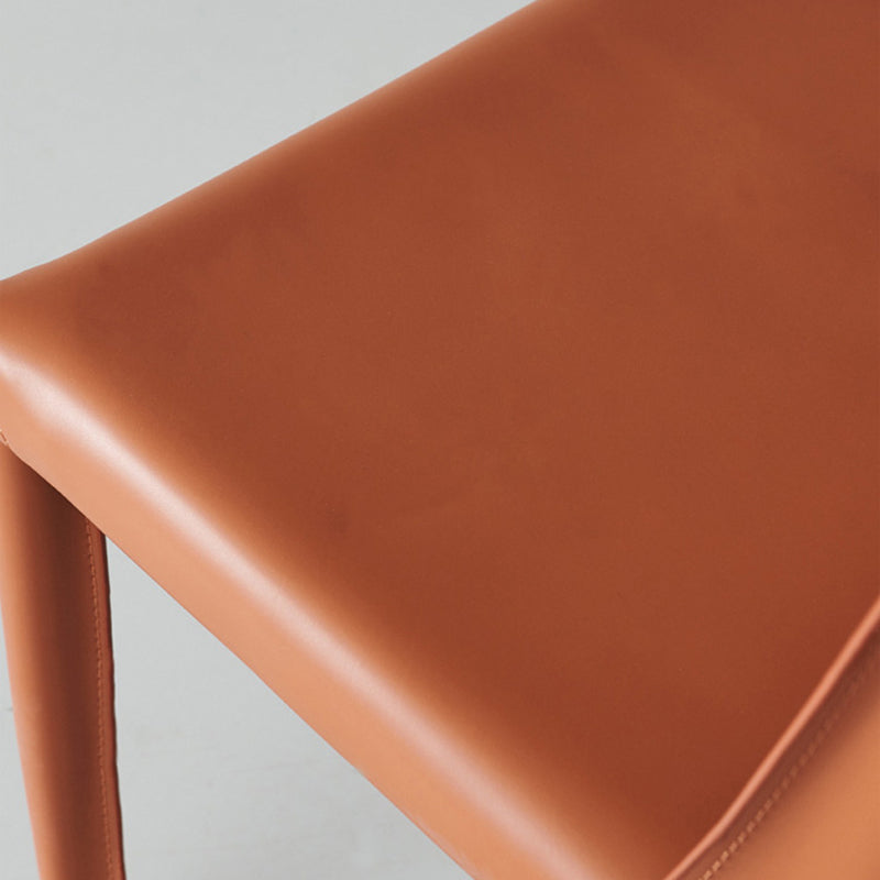 Minimalist Style Leather Dining Chairs Solid Back Armless Chairs for Home