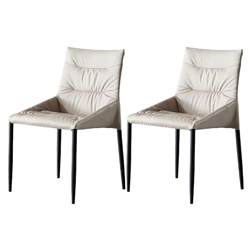 Chaises de salle à manger en cuir de style minimaliste, chaises d'appoint à dossier solide pour la cuisine (Ensemble de 4)