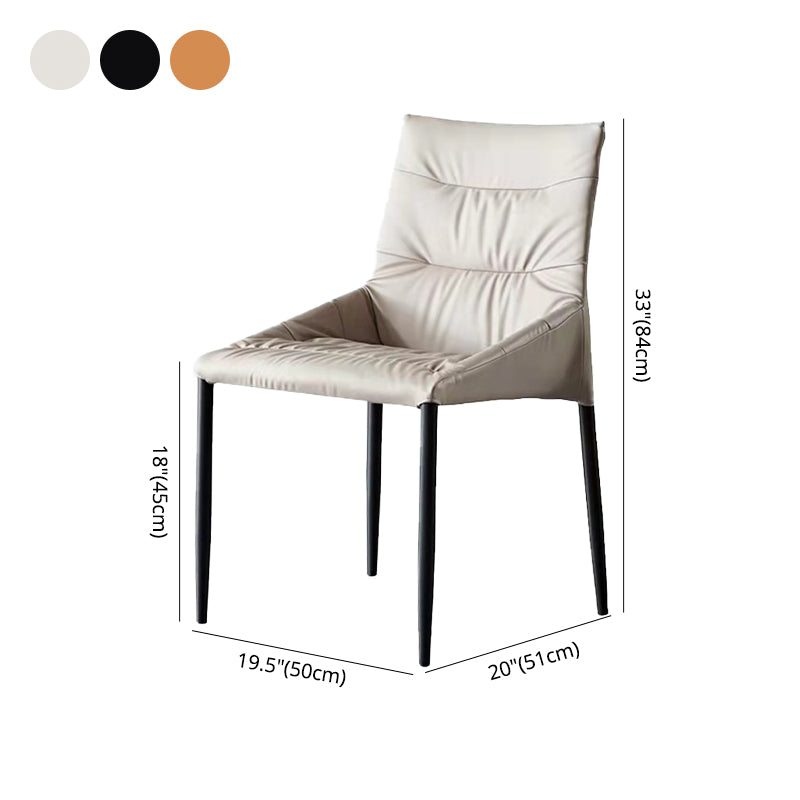 Minimalist Style Leather Dining Chairs Solid Back Arm Side Chairs for Kitchen (Set of 4)