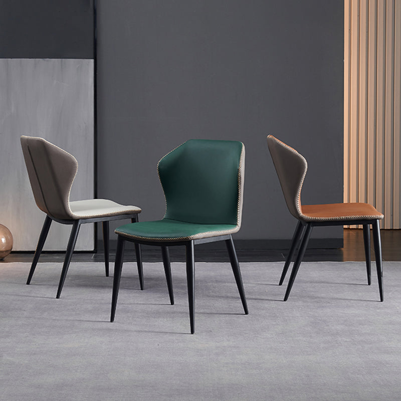 Chaise d'appoint d'intérieur industrielle Chaise de salle à manger rembourrée en métal à oreilles (Ensemble de 2)