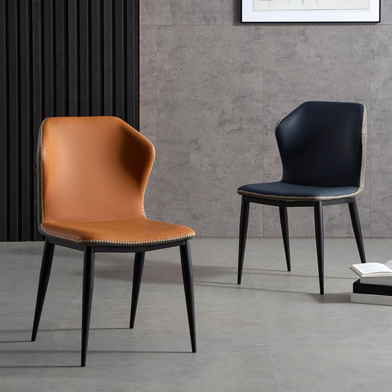 Chaise d'appoint d'intérieur industrielle Chaise de salle à manger rembourrée en métal à oreilles (Ensemble de 2)