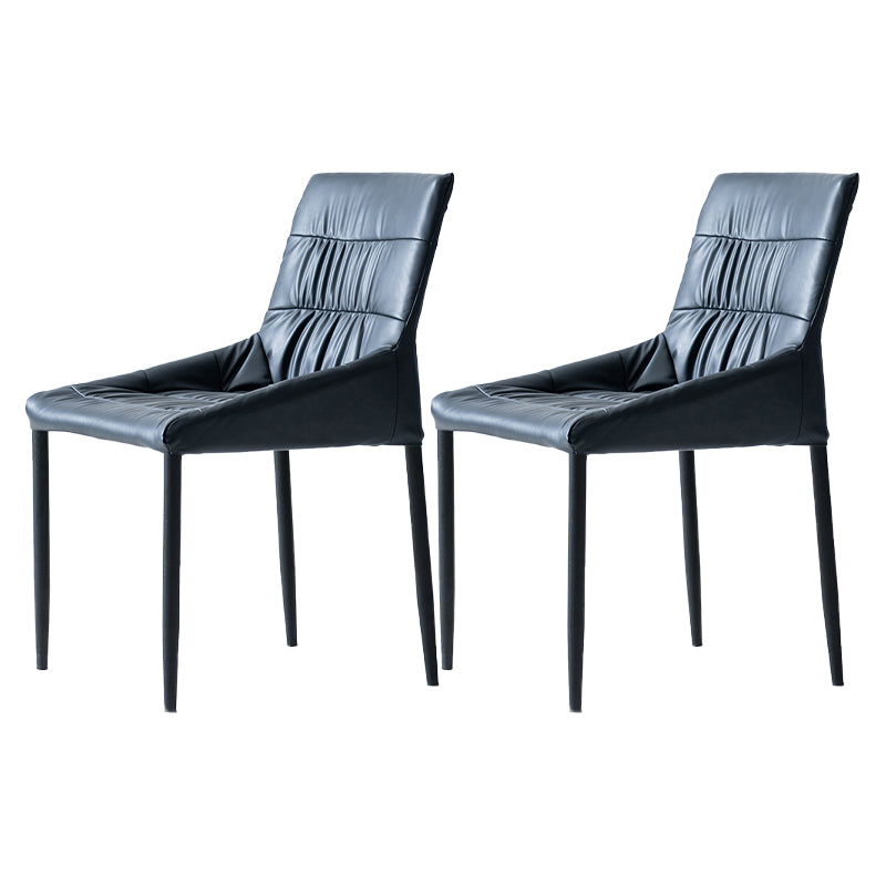 Contemporary Style Solid Back Dining Arm Chairs Leather Dining Chairs (Set of 2)