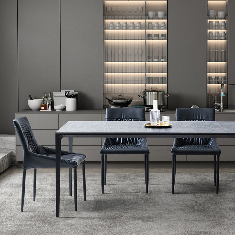 Contemporary Style Solid Back Dining Arm Chairs Leather Dining Chairs (Set of 2)