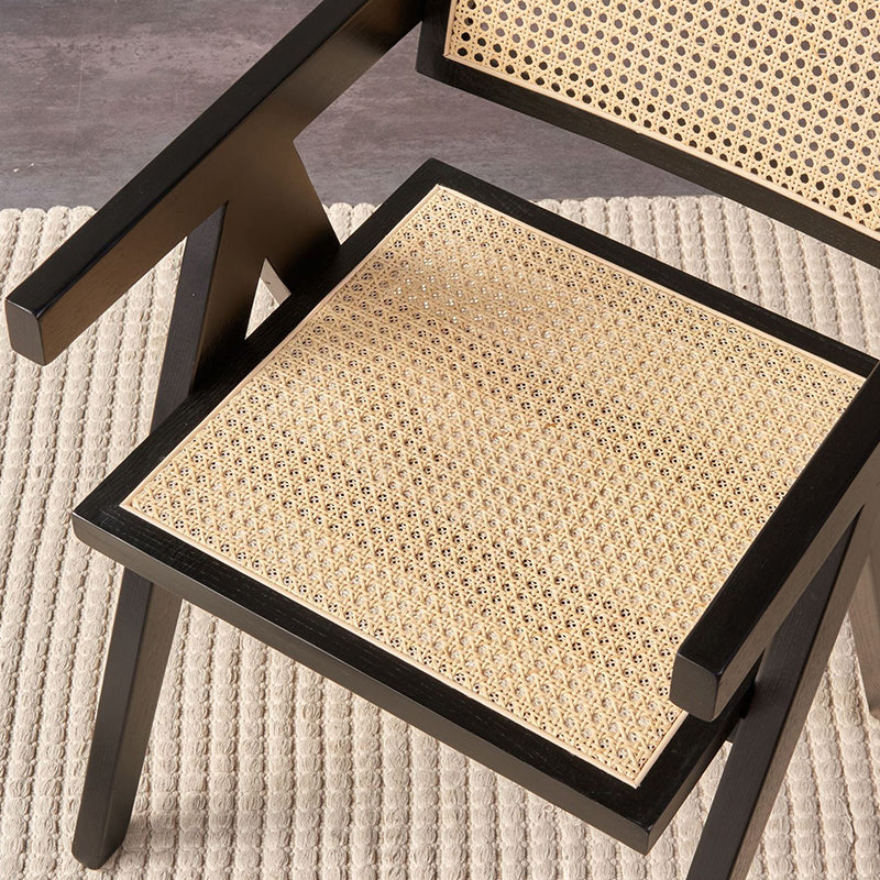 Silla de comedor individual de madera con respaldo abierto de estilo contemporáneo