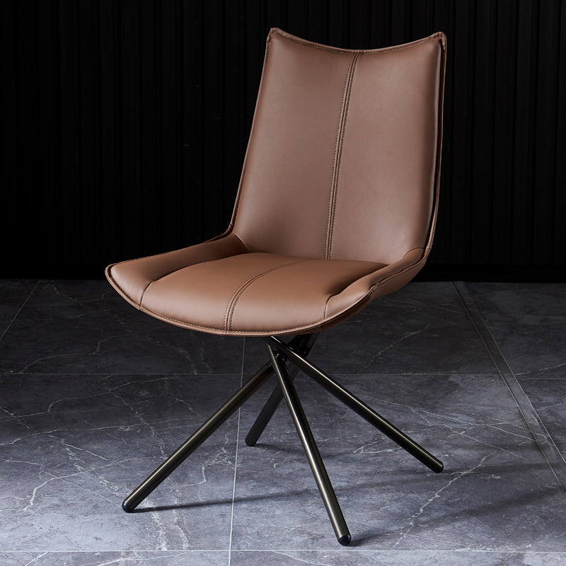 Chaise de salle à manger à dossier solide en cuir moderne (Ensemble de 2)