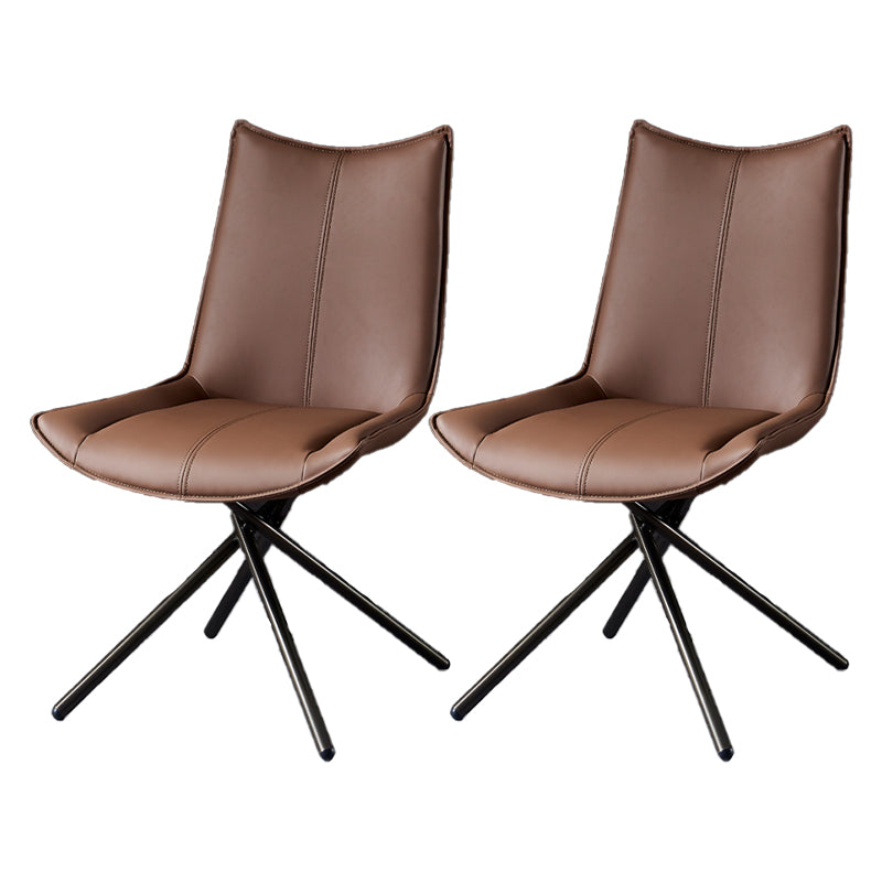 Chaise de salle à manger à dossier solide en cuir moderne (Ensemble de 2)