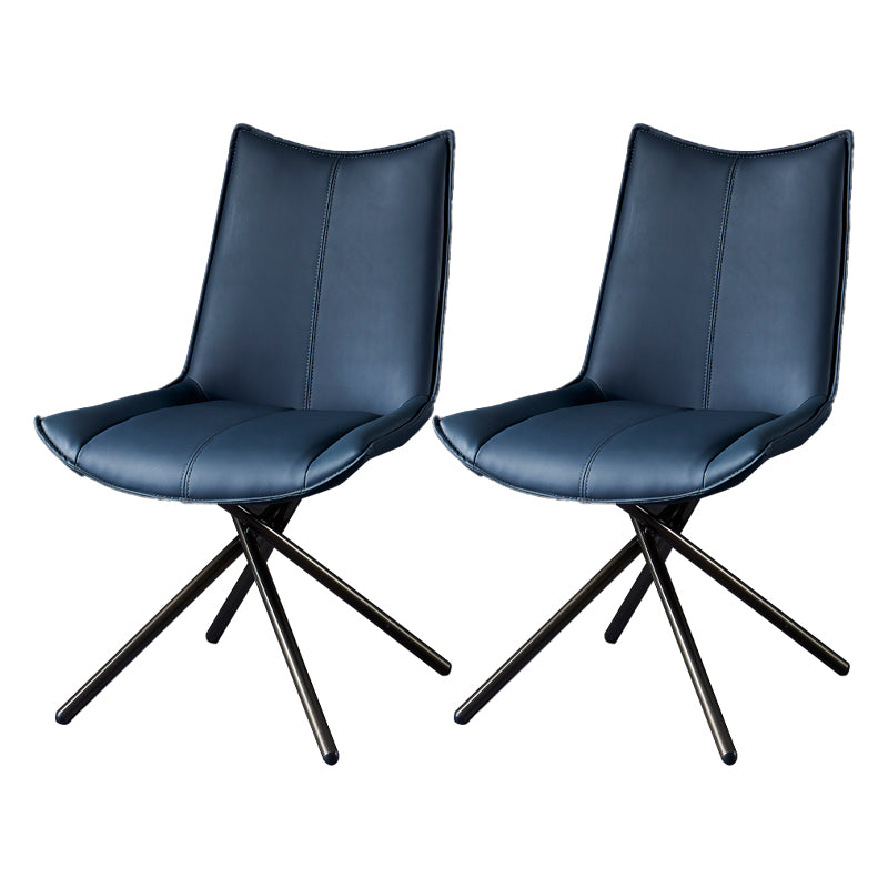 Chaise de salle à manger à dossier solide en cuir moderne (Ensemble de 2)