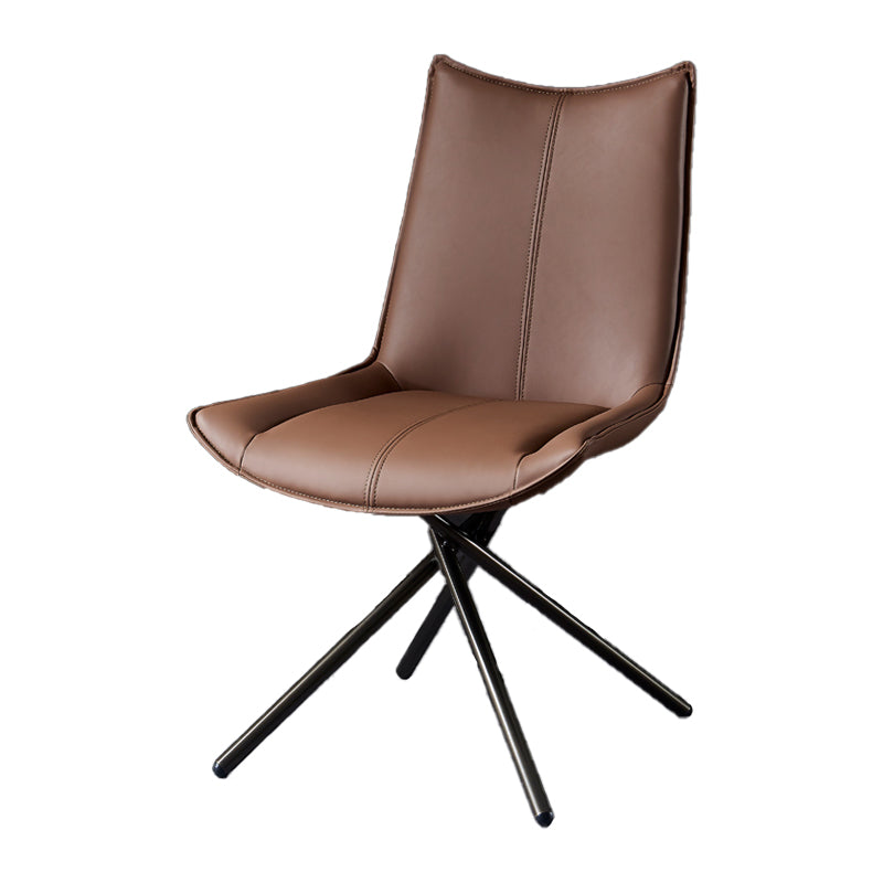 Chaise de salle à manger à dossier solide en cuir moderne (Ensemble de 2)