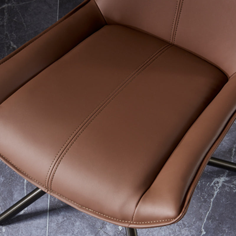 Chaise de salle à manger à dossier solide en cuir moderne (Ensemble de 2)