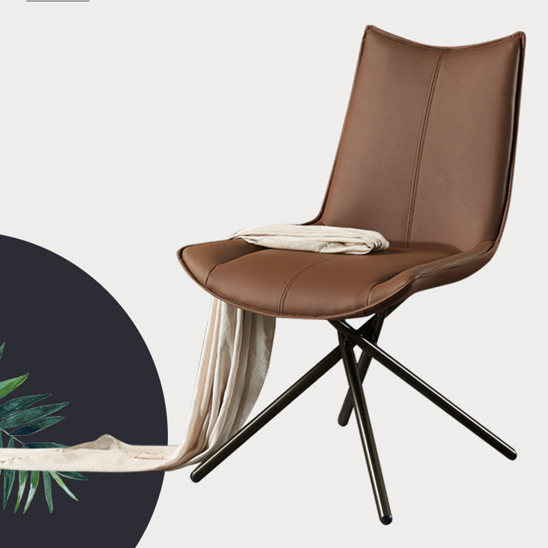 Chaise de salle à manger à dossier solide en cuir moderne (Ensemble de 2)