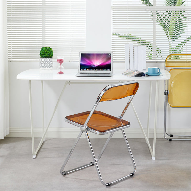 Chaise sans bras de salle à manger en plastique de style industriel, chaise de salle à manger simple à dossier ouvert