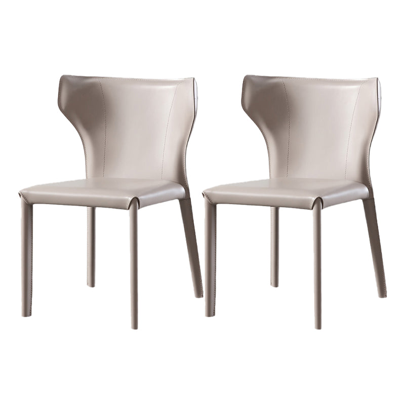 Chaise sans bras de salle à manger contemporaine en métal, chaises de salle à manger en cuir pour usage domestique