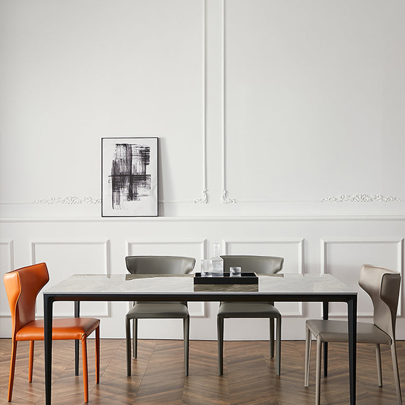 Chaise sans bras de salle à manger contemporaine en métal, chaises de salle à manger en cuir pour usage domestique