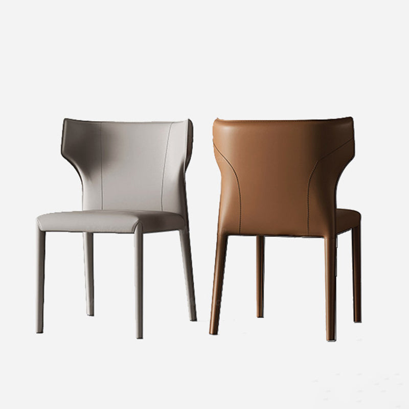 Chaise sans bras de salle à manger contemporaine en métal, chaises de salle à manger en cuir pour usage domestique