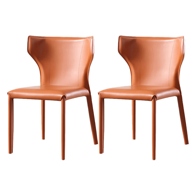 Chaise sans bras de salle à manger contemporaine en métal, chaises de salle à manger en cuir pour usage domestique
