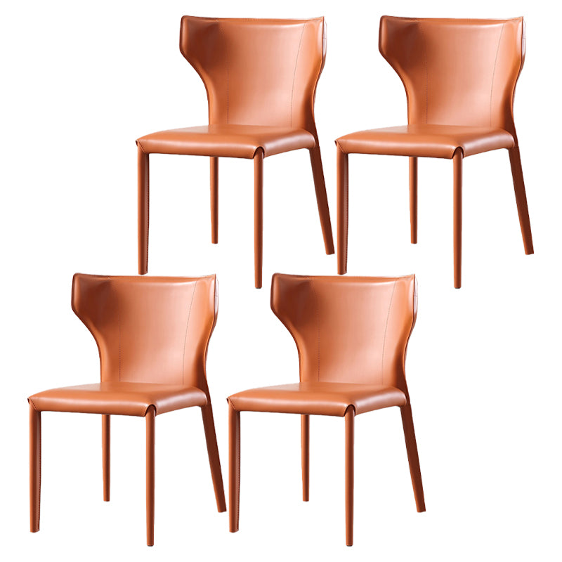 Chaise sans bras de salle à manger contemporaine en métal, chaises de salle à manger en cuir pour usage domestique